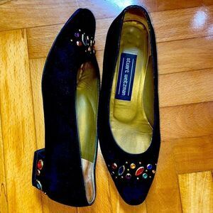 Stuart Weitzman Black Suede 5 Colors Rhinestones 1” Heels